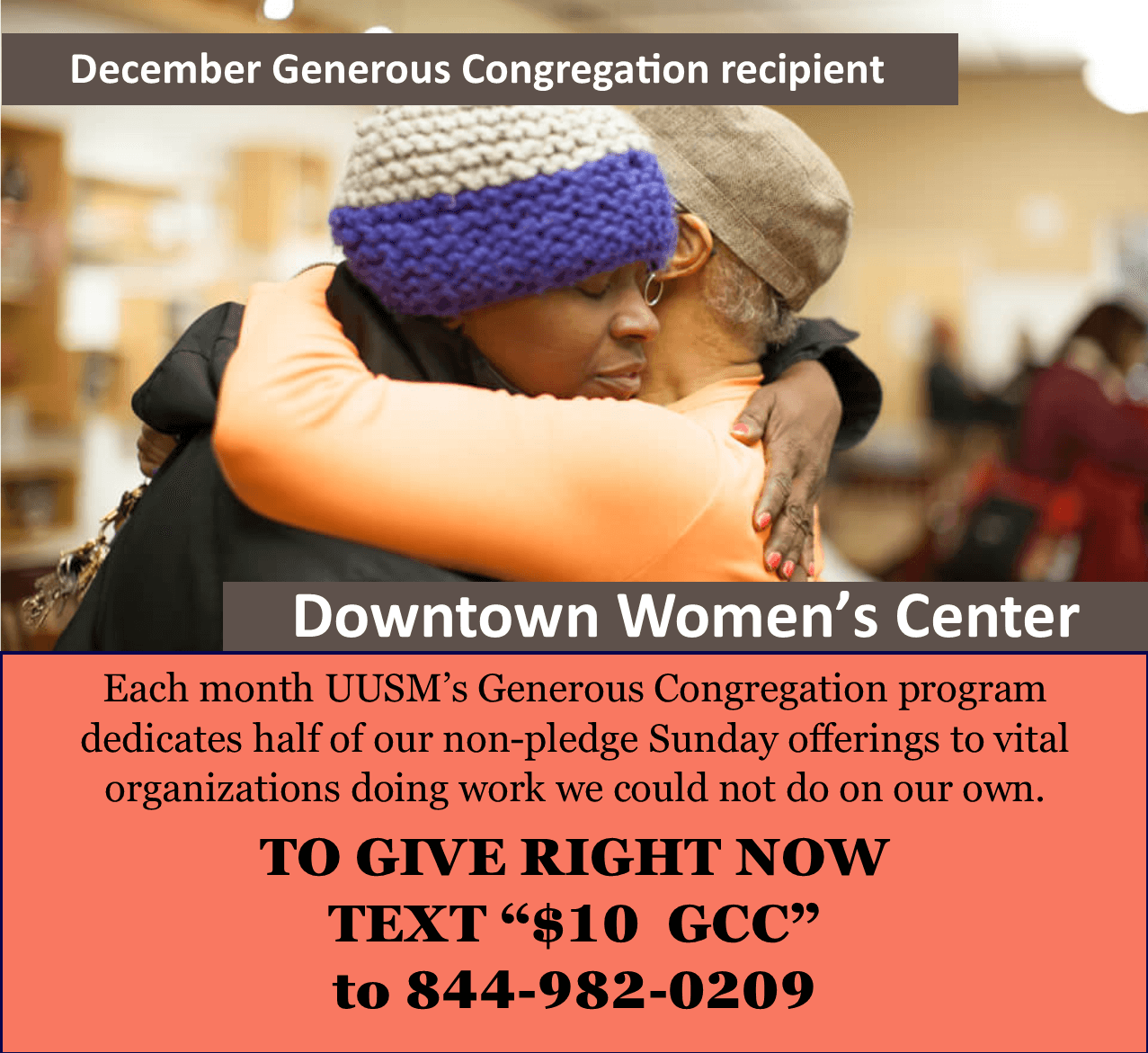 Please support UUSM and the Downtown Women's Center