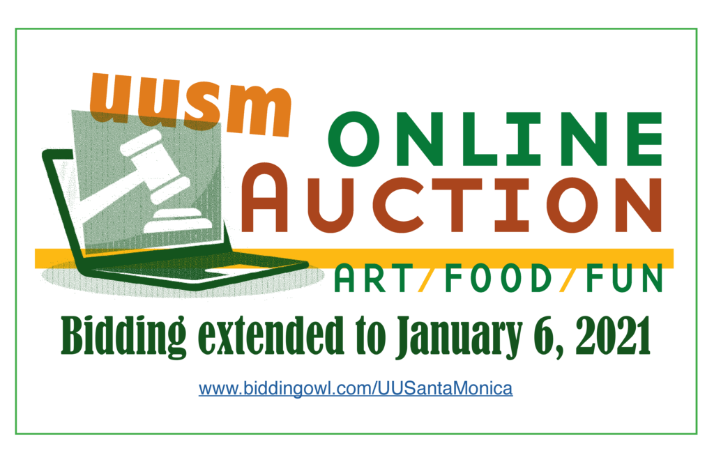 UUSM Online Auction bidding extended to Jan. 6, 2021
