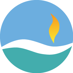UUSM flaming chalice, round logo