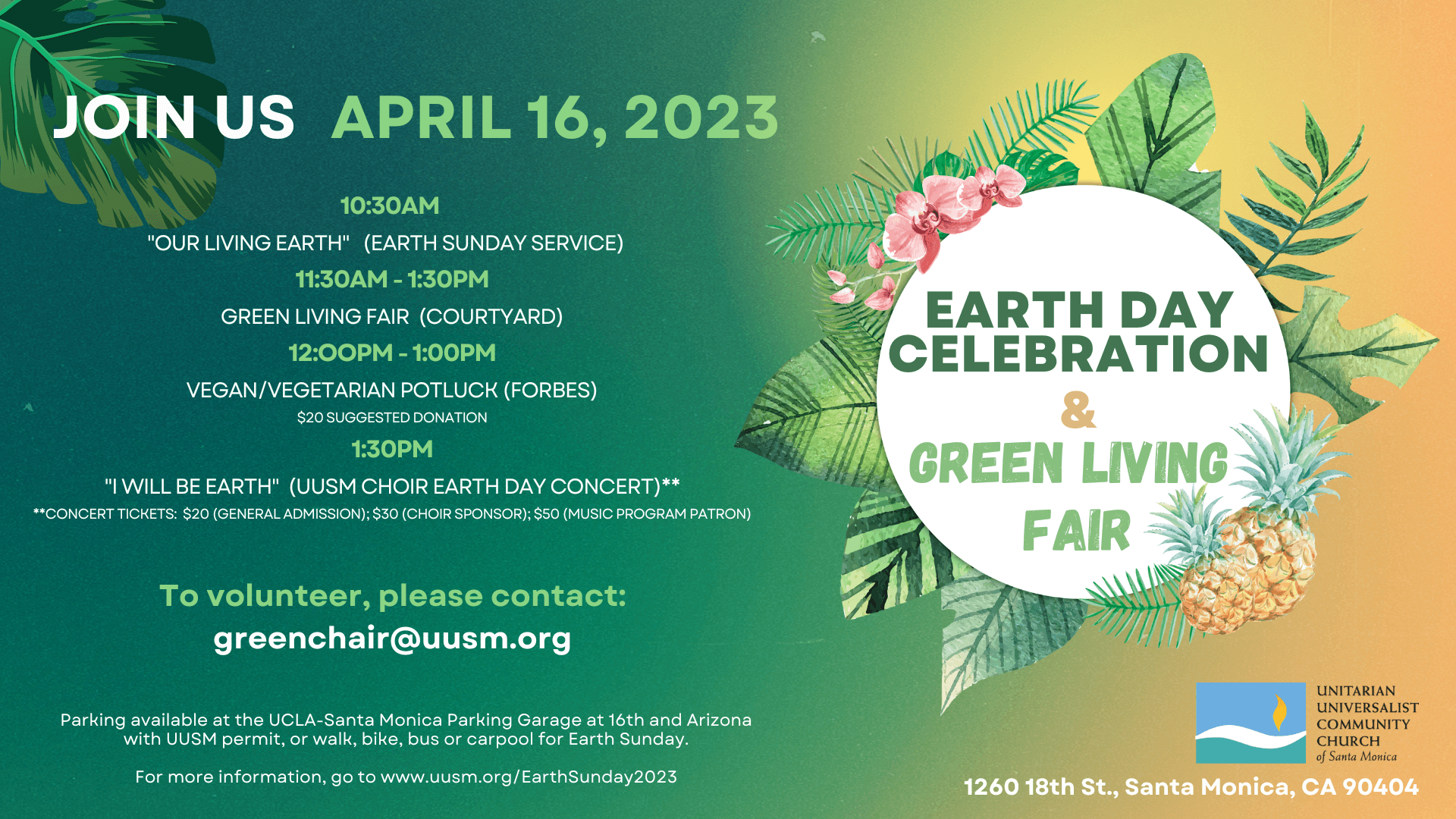 Earth Day Celebration Green Living Fair UUSM Choir