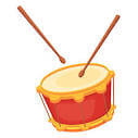 drawing of a drum & drumsticks