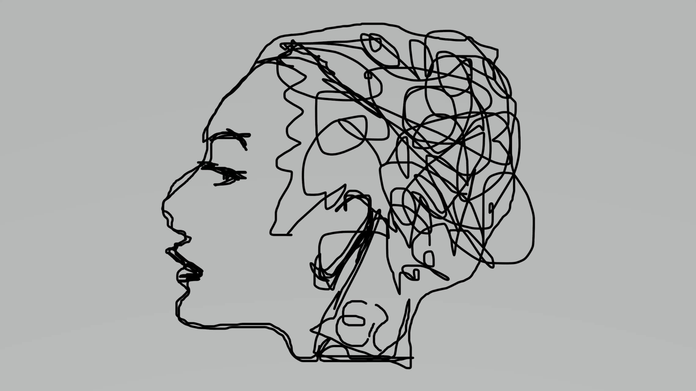doodle-style drawing of woman's head