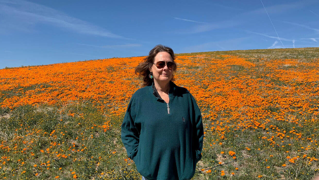 Rima Snyder with California poppies
