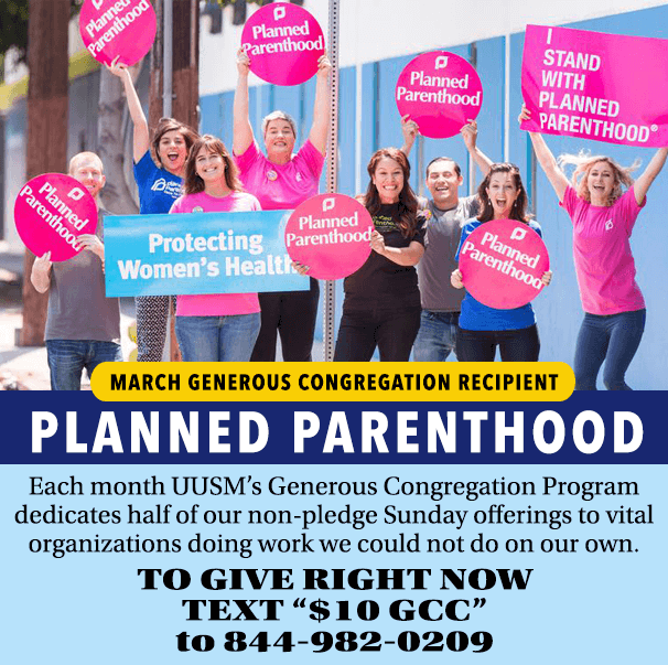 March 2026 Generous Congregation supports Planned Parenthood