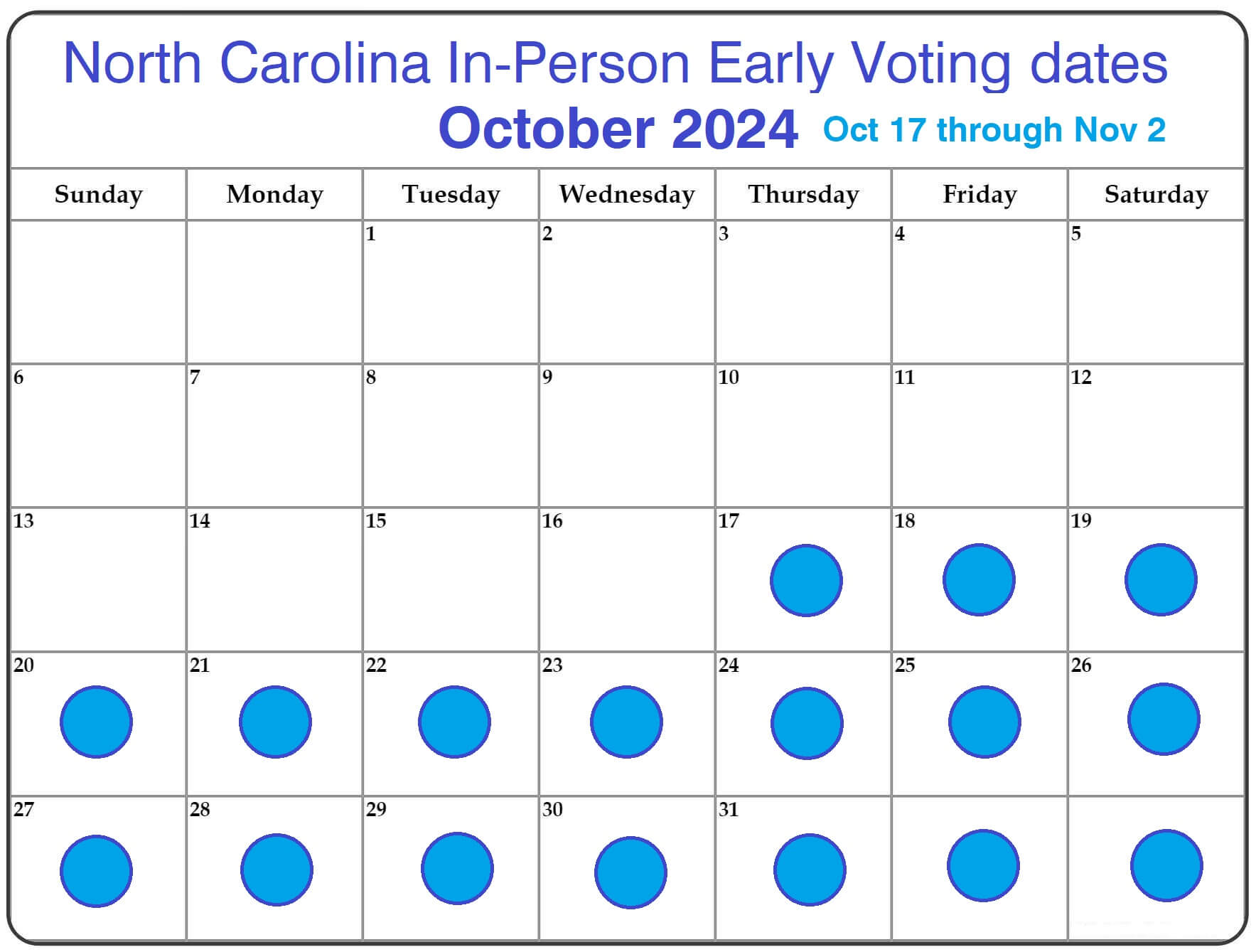 NC in-person early voting dates