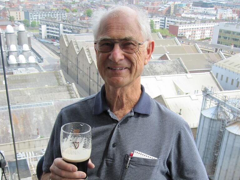 Glen Howell with a glass of Guinness