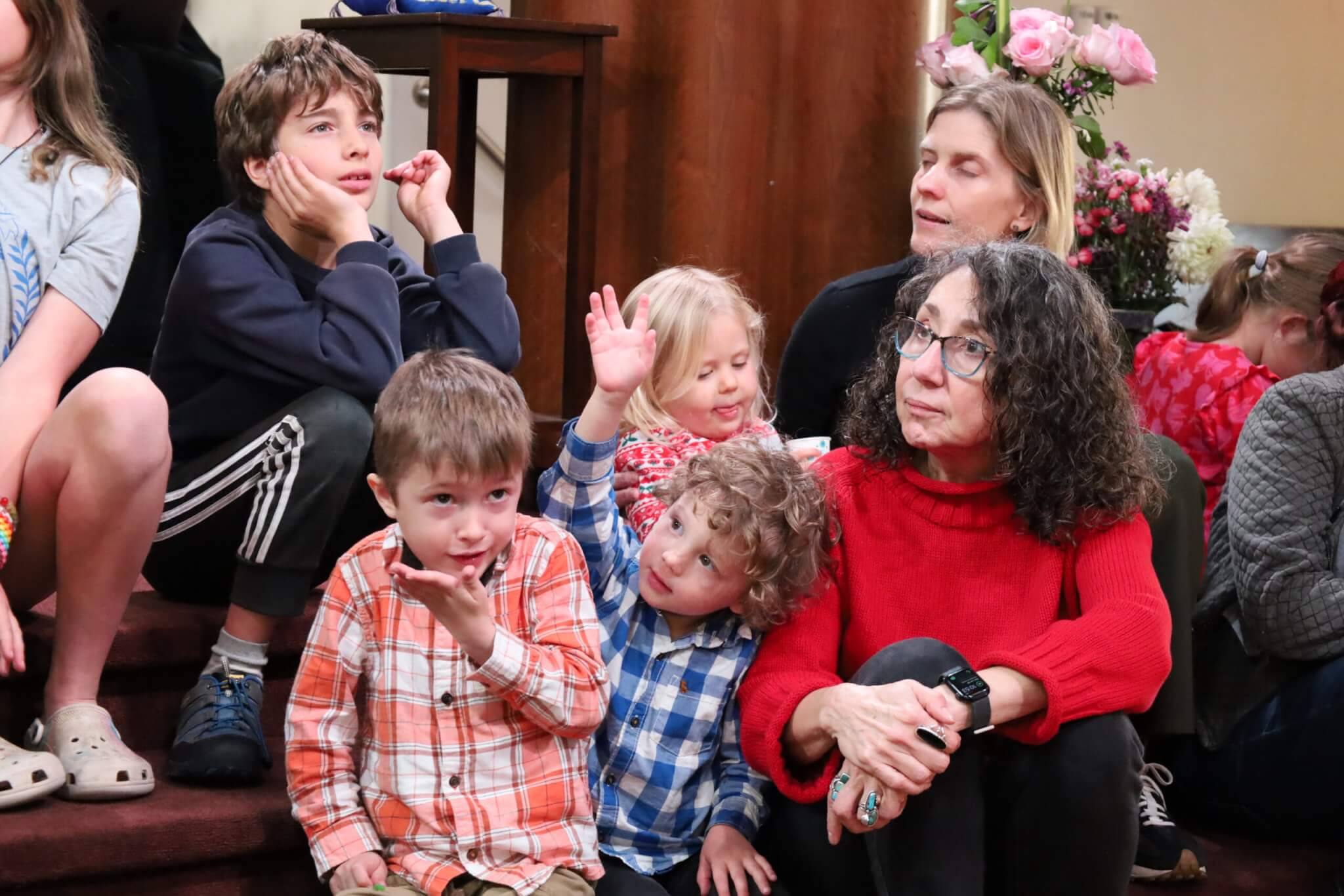 Time for All Ages, children and adults listening to a story